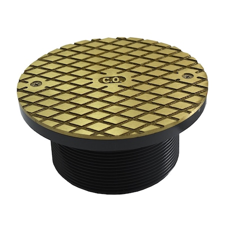 Jones Stephens 4in. Heavy Duty PVC Cleanout Spud with 6in. Polished Brass Round Cover D59914